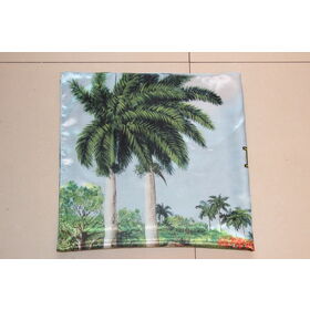 Tropical Village Palm tree small house digital printed square polyester scarf