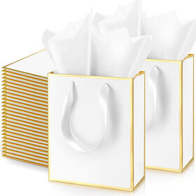Gift Paper Bag Custom logo Paper Packaging Tote Bag with Ribbon