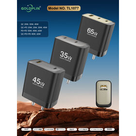 Adaptor Daya Goldplin TL1077 GaN BIS Charger Ponsel 25W/30W/35W/45W/65W, Dukungan SKD OEM ODM