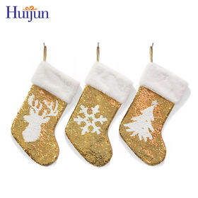 Christmas Crafts Xmas Decor Golden Sequin Christmas Stocking