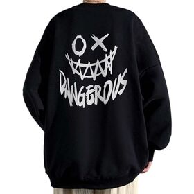 OEM Wholesale Custom Logo Men's Korean Style Loose Fit Drop Shoulder Long Sleeve Round Neck Pullover Top With Back Print Comfort