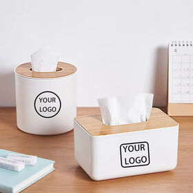 Porte-mouchoirs personnalisé avec logo promotionnel, cadeau publicitaire de luxe pour bureau, maison, voiture, boîte à mouchoirs en plastique avec couvercle en bambou