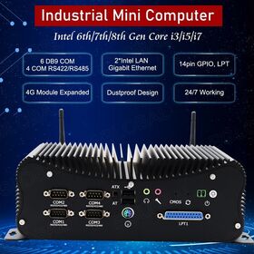 EGLOBAL Vente en Gros Mini PC Industriel Fanless avec Intel Core i7-4578U, 6 COM, Double RJ45 LAN, 2 COM, Écrans VGA+HD