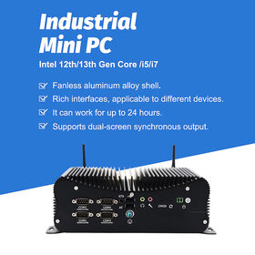 Novo Mini PC Industrial Fanless com Intel Core i7 1355U / i5 1335U, Dual Ethernet LAN, 6 COM, PC Industrial IoT, Mini PC Compacto SSD