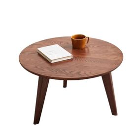 Factory price Living Room Small Coffee Side Table Round Wood Walnut Coffee Table with Three-Legged