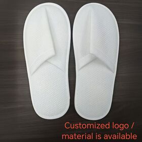 Maßgeschneiderte Reise-Logo-Druck Einweg-Hotelschuhe Bequeme Samt-Vlies-Hausschuhe