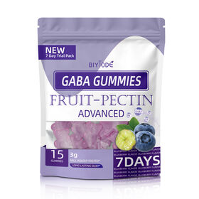 Portátil GABA Gummies Sleep Support Vegan Fruit Pectina Blueberry Sabor Trial Pack OEM ODM Custom Supplement