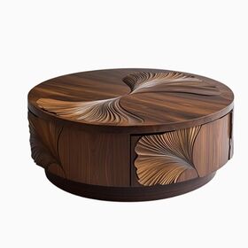 OEM Modern Minimalist Round Wooden Coffee Table with Drawer Luxury High End Home Furniture for Living Room