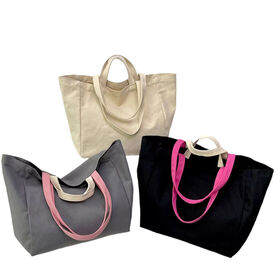 Large Capacity Cotton Fabric Tote Bag With Custom Logo Natural Large Canvas Tote Bag
