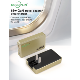 GaN 65W Reiseadapter QC+PD Schnellladegerät für Mobiltelefone - Goldplin TL1046 CE-LVD, CE, FCC, RoHS, BIS zertifiziert. Mit US/EU/UK/AU Stecker. Unterstützt OEM, ODM, SKD.