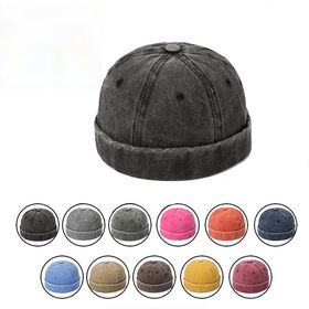 Individuelle gewaschene, distressed Melon Skull Docker Mütze, gerollter Landlord Baseball Hut ohne Krempe, Vintage gewaschene Kappe ohne Krempe