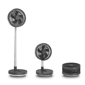 SIMTIFUL Kabelloser Faltbarer Standventilator, ausziehbare Höhe, 7200mAh Akku, 7+1 Geschwindigkeiten, Teleskop-Stand-/Tischventilator mit Nachtlicht