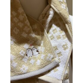 100% cotton heavy grey two colors jacquard terry bath Towel with 3D embroidery penguin for GYM, SALON, HOTEL, GIFT