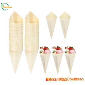 Disposable Wooden Cone for all kinds of sauce and cake 100% Eco-Friendly