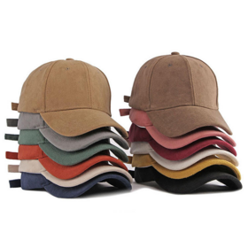 Wholesale High Quality Fashion Plain Caps Hat Custom Embroidery Logo 6 Panel Suede Sports Baseball Caps for Men