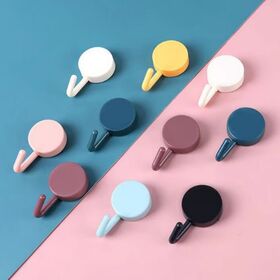 Strong Adhesive Wall Hooks No Trace, Plastic Wall Hooks for Bathroom Kitchen, Creative No-Drill Self Adhesive Hook Set