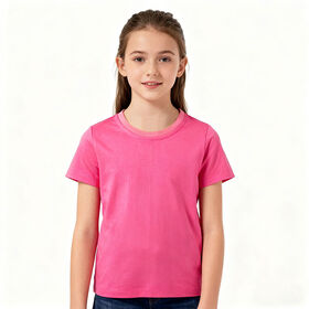 Vente en Gros Vêtements d'Été pour Enfants, T-shirt Manches Courtes 100% Coton Couleur Pure pour Filles, Vêtements Décontractés pour Garçons et Filles, Haut T-shirt