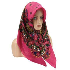 Syal Kepala Wanita Rusia Motif Bunga Fashion Dubai Arab