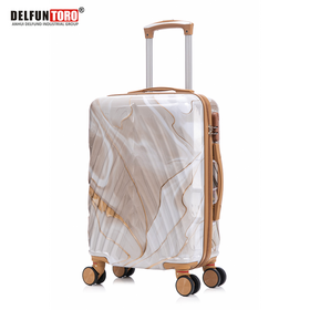 Marbling Printing Luggage 3pcs Sets with Spinner Wheels and TSA Lock, Hardshell Trolley Cases in White, DELFUN TORO luggage