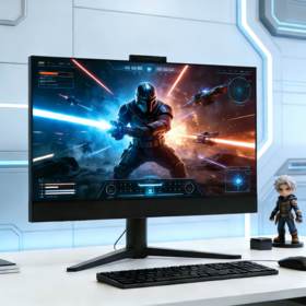 Ordinateur de Bureau Tout-en-Un 27 pouces, Ordinateur IA avec Processeur R5 R7, PC AIO pour le Gaming