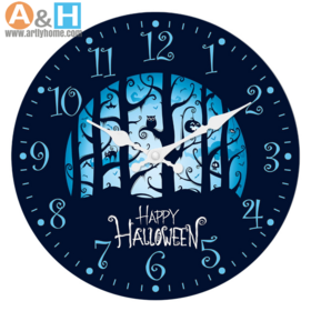 Reloj de pared del reloj de Holida OEM/ODM-reloj de pared de madera silencioso decorativo de Halloween del MDF del vintage de Halloween para la promoción
