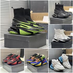 Men Luxury Knitted Sock-style Low High top Sneakers Designer Branded Shoes For Men