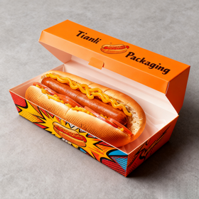 Personnalisé Hot-vente Hot Dog blanc Kraft papier boîte à emporter des aliments Sandwich conteneurs boîte Hot Dog boîtes d'emballage