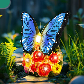 Solar Butterfly Garden Ornaments Outdoor Decor Statue Light, Christmas Mothers Day Housewarming Easter Gifts for Adults Garden
