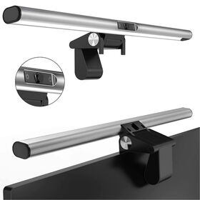 Lámpara de mesa LED para colgar en pantalla de PC/portátil, luz de lectura para estudio, control táctil, con webcam 1080p