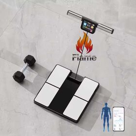 Black Scale Smart Digital Analyzer Highly Precise Body Weight Scale LCD Display Glass Material 180kg Max Weight Battery