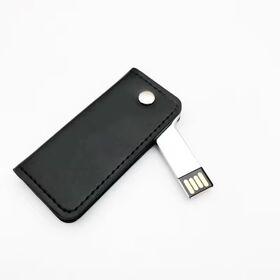 Benutzerdefinierter Werbe-USB-Stick aus Metall mit Leder und Logo, 4GB-128GB, schlüsselförmiger USB-Flash-Speicher