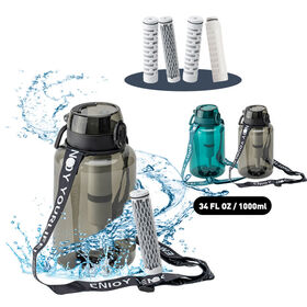 Botella Purificadora Alcalina Ecológica con Filtro de Bloque de Carbono Manual Libre de BPA - Botella de Agua con Filtro Portátil para Uso en RV y Exteriores