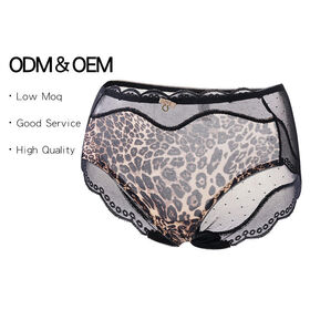 Hot Selling Sexy Ladies Leopard Print Briefs Mesh Transparent Breathe Lace Panties for Women Traceless Female Underwear