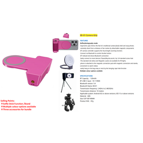 Agarre de cámara 10 en 1: obturador, control remoto desmontable, enfoque/zoom, soporte para teléfono y extensiion y luz de relleno/trípode