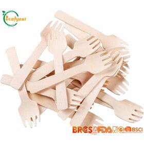 FSC Einweg Holzlöffelgabel biologisch abbaubar Lebensmittelqualität Kundenspezifische Verpackung und Logo China Hersteller und Fabrikpreis