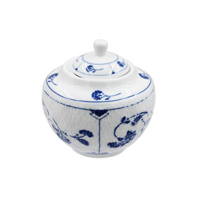 Bocal Décoratif pour la Maison, Bouteille de Stockage en Céramique Artisanale Qinghua Bleu et Blanc Sous-Émail avec Couvercle, Sûr pour l'Alimentation, Certifié FDA et LFGB