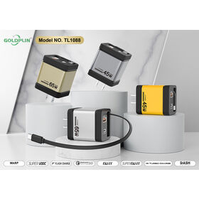 Goldplin TL1088 US PIN PD/QC/PD+QC 65W/45W/35W GaNLadegerät mit Verlängerungskabel, Schnellladekopf, schnelleres und sichereres Laden, OEM