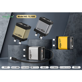Goldplin TL1088 UK PIN PD/QC/PD+QC 65W/45W/35W GaN Ladegerät mit Verlängerungskabel, Schnellladekopf, schnelleres und sichereres Laden, OEM