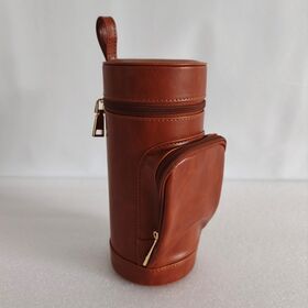 Humidor Ukuran Kecil dengan Higrometer untuk Bepergian, Humidor Kayu Portabel Bentuk Tas Golf - Humidor Perjalanan Kulit Lilitan Pabrik