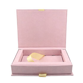 Boîte Cadeau de Luxe en Papier Rose avec Poignée en Ruban et Fermeture Magnétique, Carton Rigide Personnalisable avec Logo