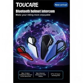 TOUCARE T10 Waterproof Motorcycle Bluetooth Intercom with Noise Reduction & Heavy Bass for Team Riding