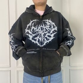 Acid Wash Oversized Sun Desvanecido Francês Terry Dtg Printing Distress Alta Qualidade Streetwear Vestuário Vintage Zipper Hoodie dos homens