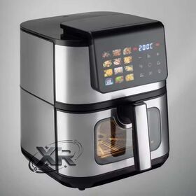 Heating Tubes 8L 2200W Stainless Steel Digital Large Color Touch Screen 8 Liter Smart Double Heater Air Fryer