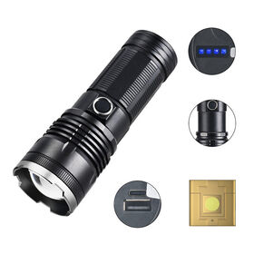 Outdoor aluminum alloy white light zoom flashlight for emergency lighting. The built-in battery is non-replaceable.