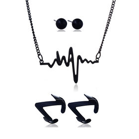 En gros À La Mode gunmetal plaqué bijoux de mode ensemble avec la conception de coeur, durable et léger, parfait pour les fêtes cadeaux s