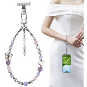 Dragonne pour Téléphone Memumi Butterfly Crystal, Lanière Antivol et Anti-Chute, Compatible avec Tous les Smartphones - Violet