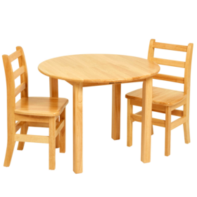 2026 Fabrik-benutzerdefinierte 30 Zoll runde Hartholz-Tisch- und Stuhl-Set, 14 Zoll Sitzhöhe, Kindermöbel