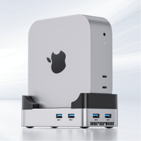 Estación de Acoplamiento Thunderbolt 3 para MacMini 40Gbps con Hub USB y PD 30W, HDMI 4K@60Hz, Aleación de Aluminio, Gris Espacial