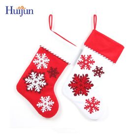 Christmas Crafts Custom Festive Gift Indoor Decoration Felt Christmas Socks Stocking with Snowflake