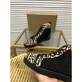 Men Luxury Suede Animal Leopard Print High-Top Sneakers Designer High-End Fashion Shoes Trainers